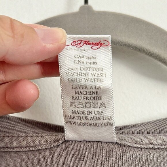 Ed Hardy by Christian Audigier Gray Skull Bones Short Sleeve T-Shirt Men’s XXL - Picture 3 of 9